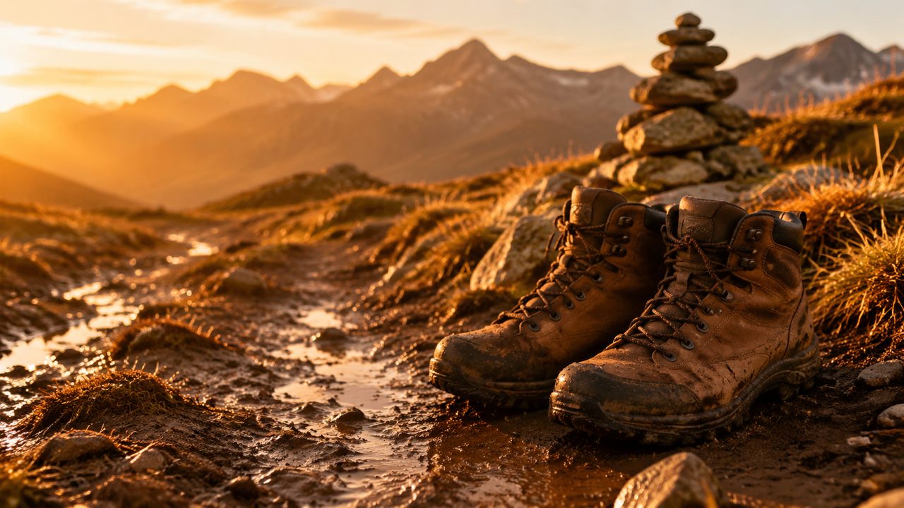Hikers stepping aside politely on a narrow mountain path